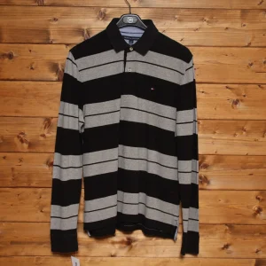 Tommy Hilfiger Classic Fit Polo Nera e Grigia Taglia M Uomo