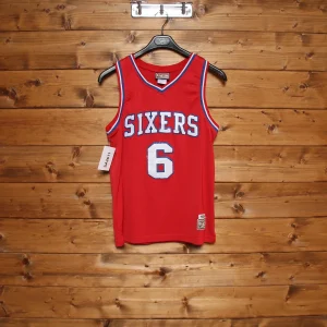 Maglia da Basket Vintage Hardwood Classic NBA Philadelphia 76ers Erving 6 Rossa Taglia M Unisex